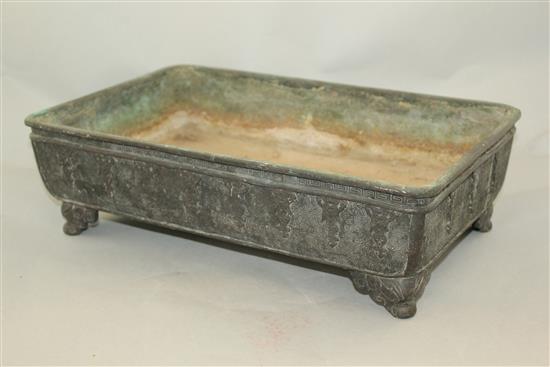 Three Japanese bronze bonsai dishes, 19th century, 17.5cm - 39cm